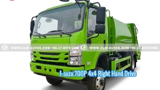 Camion della spazzatura compattatore con guida a destra I-suzu 700P 4x4