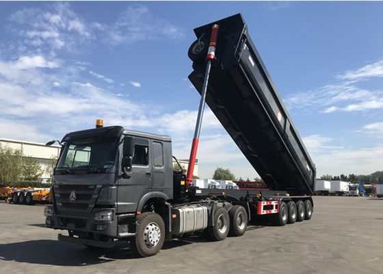 Front Axle Liftable 50t 60t Tipper Trailer With Air Bag Suspension